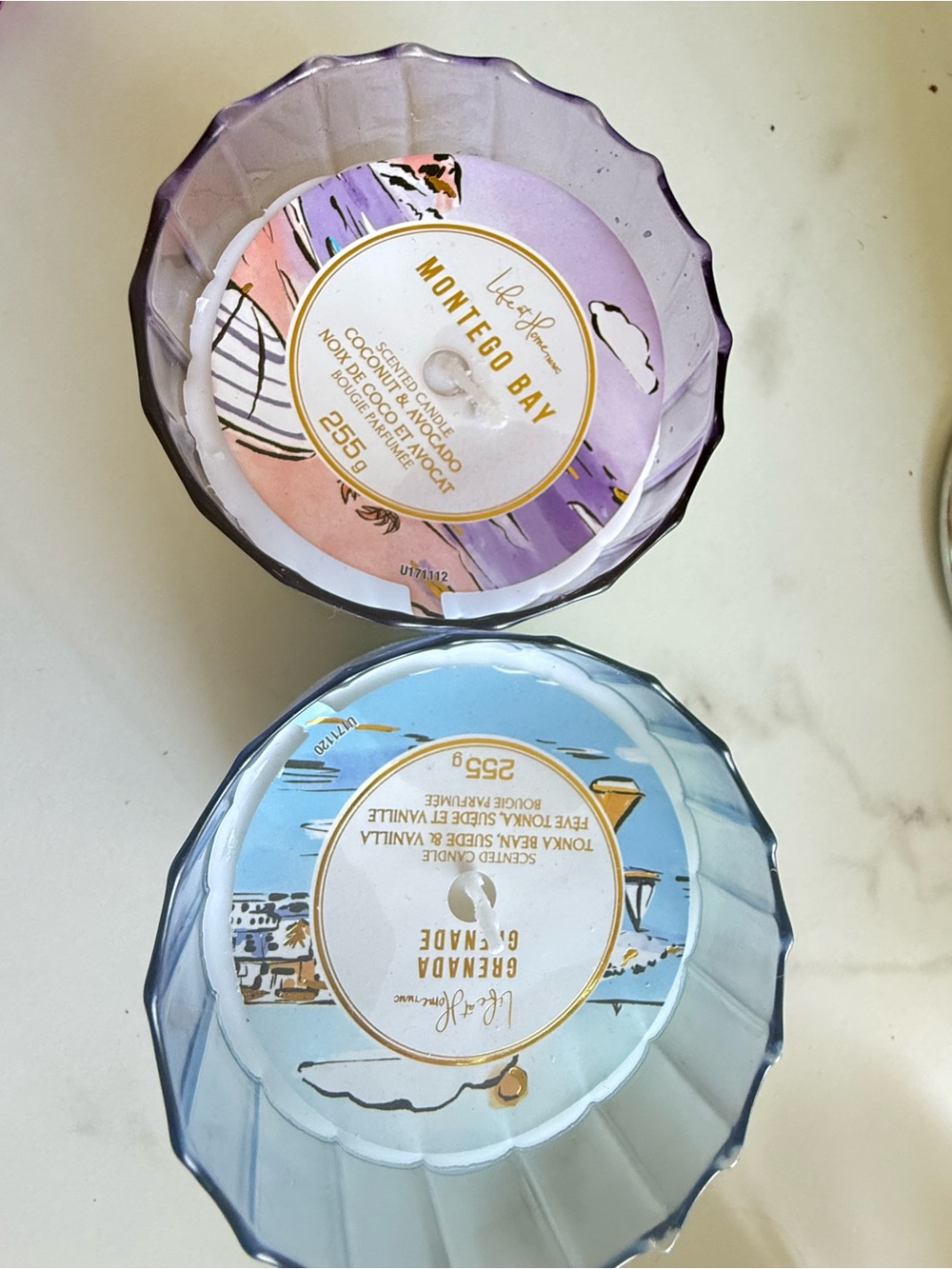 Candle set,Montego Bay & Grenada Scented Candle Duo - Lavender Purple & Sky Blue